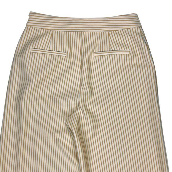 English Factory Capri Pants Sz M Cream Mustard Striped Ruffle Preppy Nautical - Picture 7 of 15